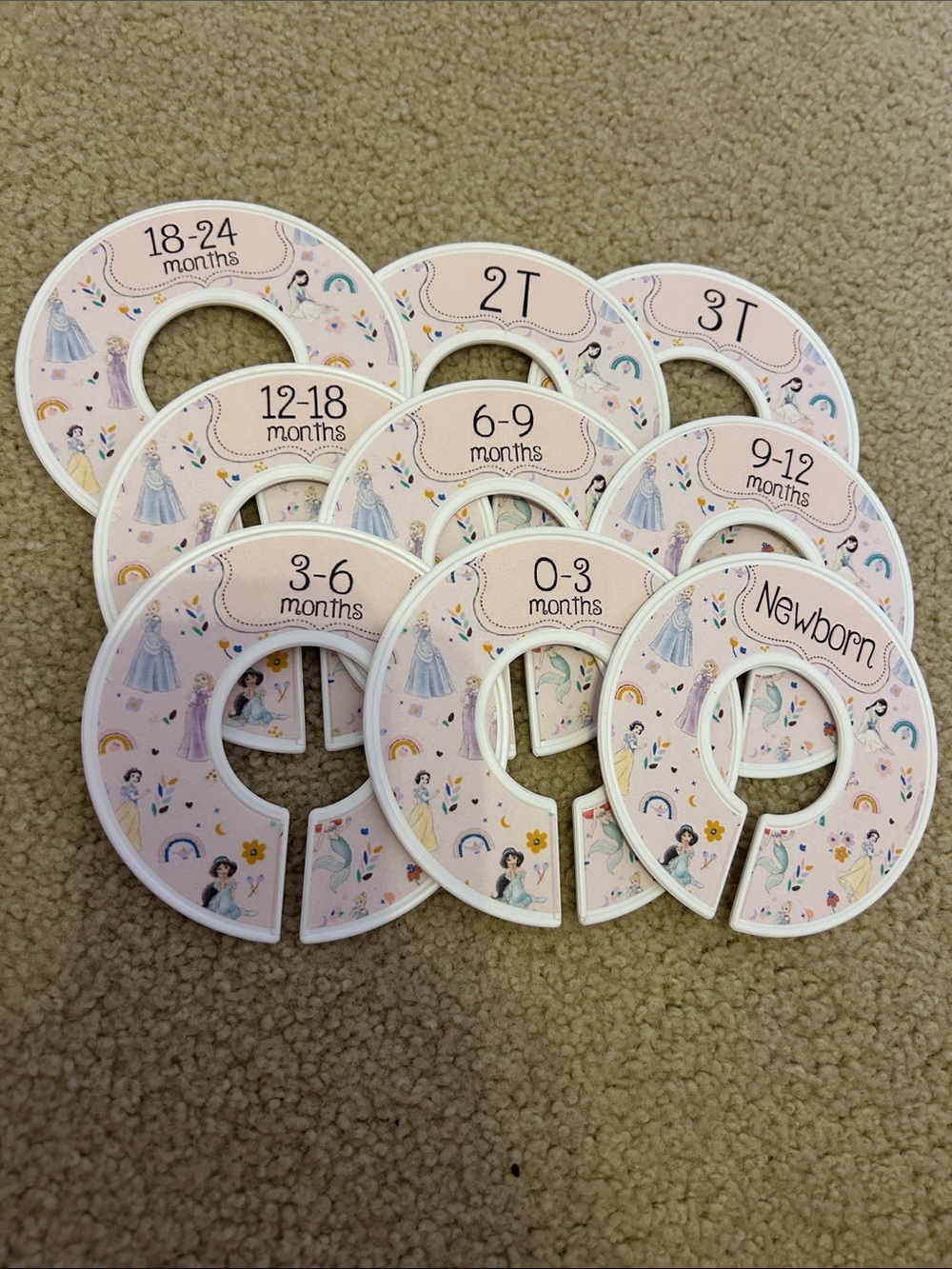 Pink Baby Closet Size Dividers - Set of Newborn to 3T